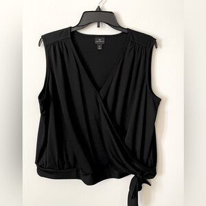 Worthington Black Sleeveless Top with Tie Knot